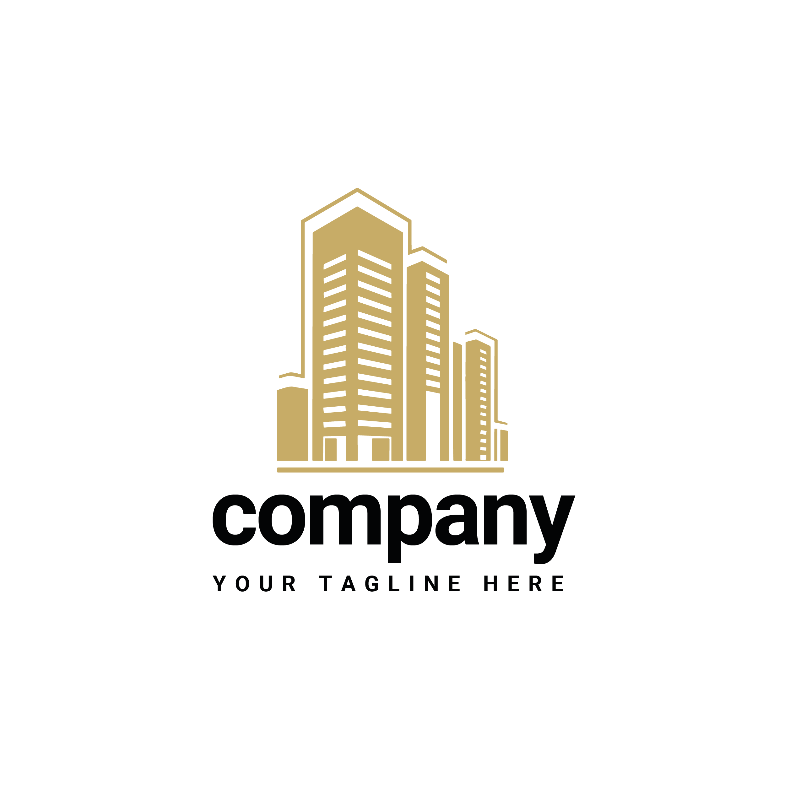 abstract minimalist building brown logo