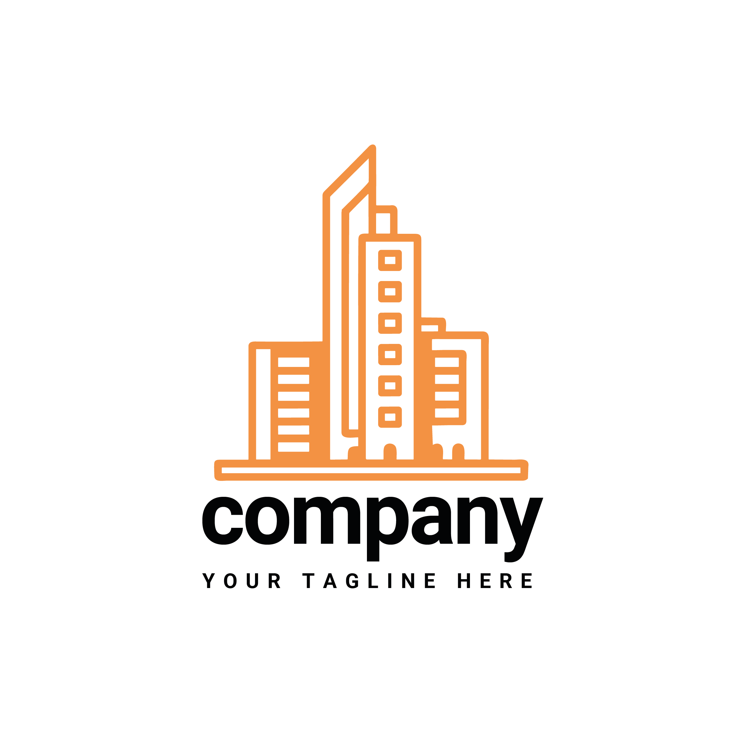 business minimalist building orange logo