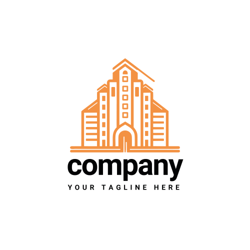 business minimalist construction orange logo png transparent background