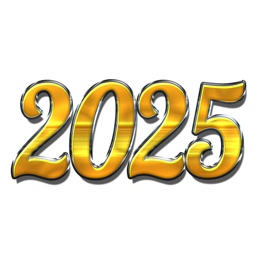 Happy New Year shining 2025 Transparent background vector. New Year 2025 text design