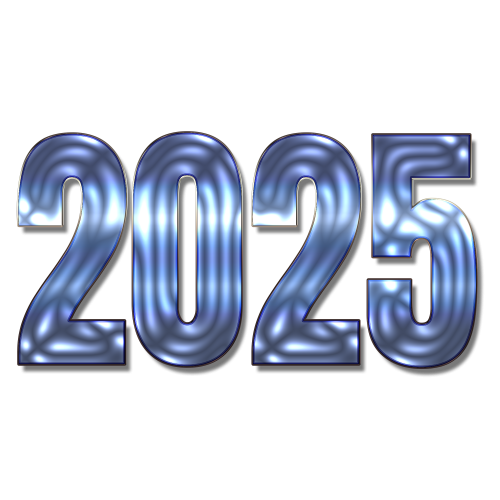 Happy New Year shiny blue 2025 png Transparent background vector. New Year 2025 text design high quality