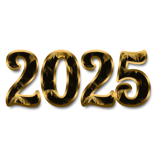 Happy New Year 3d red 2025 Transparent background text effect. New Year