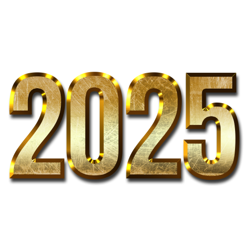 Happy New Year shiny golden 2025 png Transparent background vector. New Year 2025 text design high quality