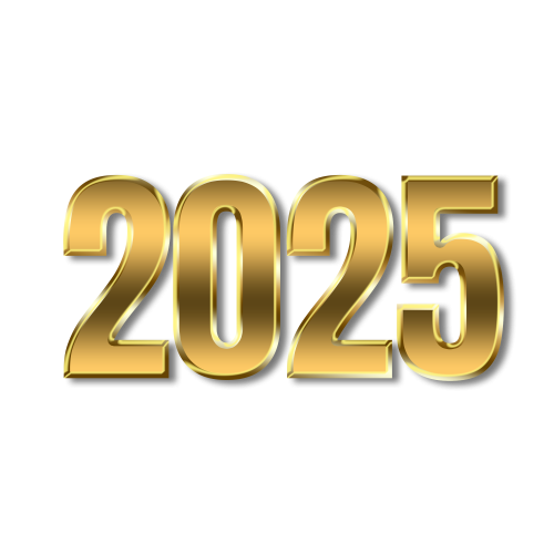 Happy New Year shiny golden elegant 2025 png Transparent background vector. New Year 2025 text design