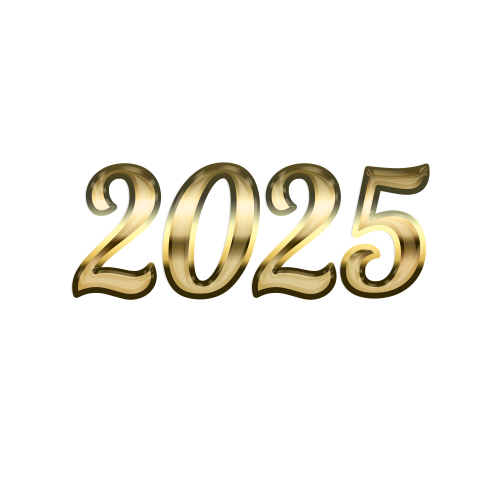 Happy New Year golden 2025 png clipart Transparent background vector. New Year 2025 text design high quality