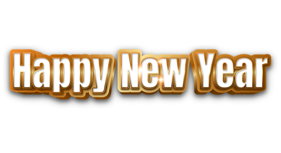 golden happy new year png transparent clipart background