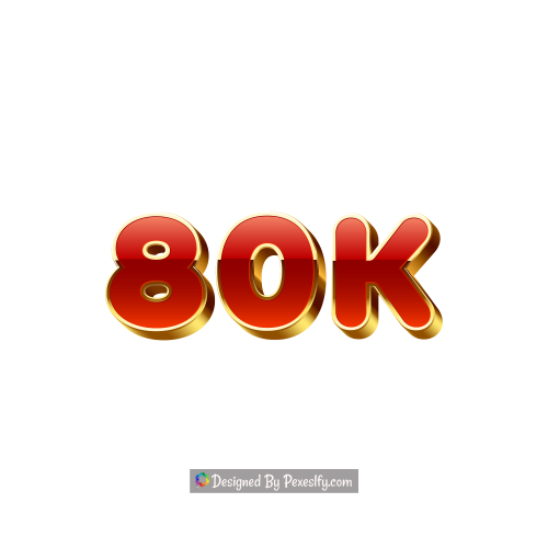 thank you 3d golden red 80k followers png transparent background