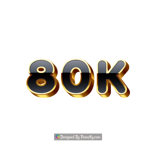 thank you 3d golden 80k followers png transparent background