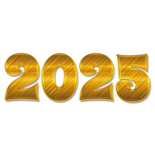 Happy New Year 2025 png Transparent background golden. New Year 2025 text design