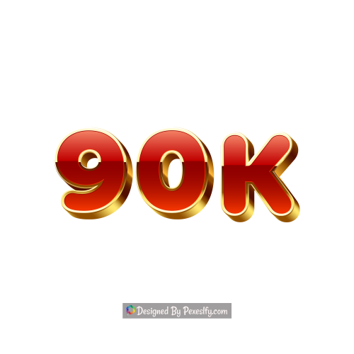 thank you 3d golden 90k followers png transparent background