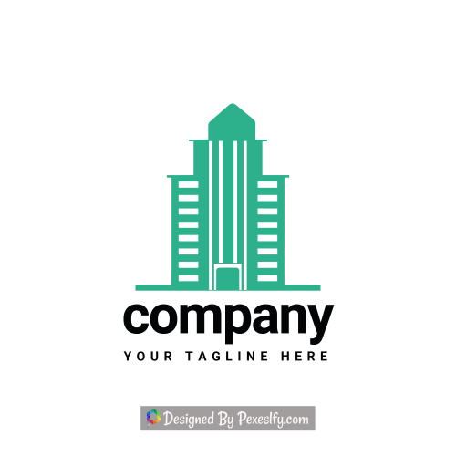 corporate minimalist building green logo png transparent background