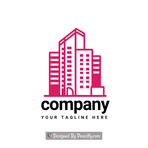 corporate minimalist construction pink logo png transparent background