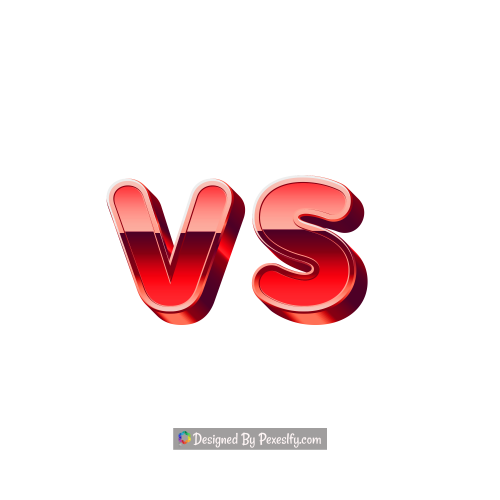 3d red vs versus Transparent background text effect. New Year 2025 text design