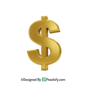 3D Golden Dollar Sign PNG Shiny, gold
