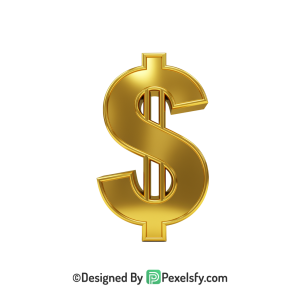 3D Golden Dollar Sign PNG Graphic, gold