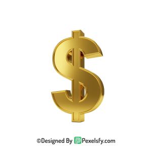 3D Golden Dollar Sign PNG Icon, gold