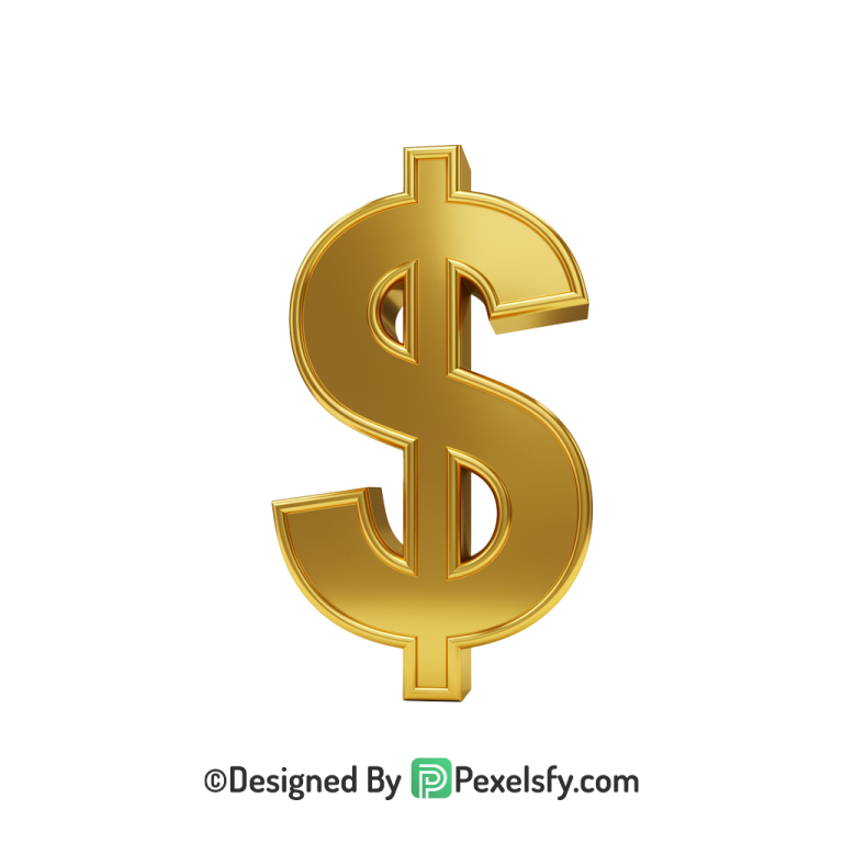3D Golden Dollar Sign PNG Logo, gold