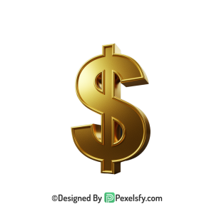 3D Golden Dollar Sign PNG Symbol, gold