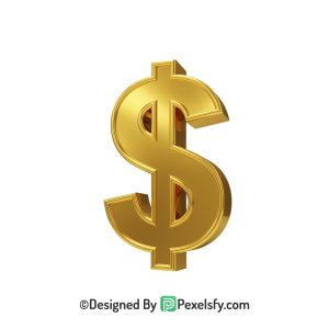 3D Golden Dollar Sign PNG Isolated, gold