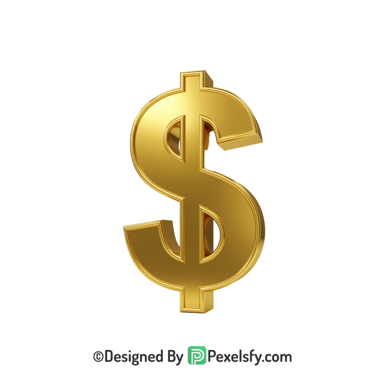 3D Golden Dollar Sign PNG File, gold
