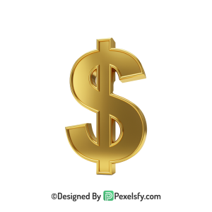 3D Golden Dollar Sign PNG HQ, gold