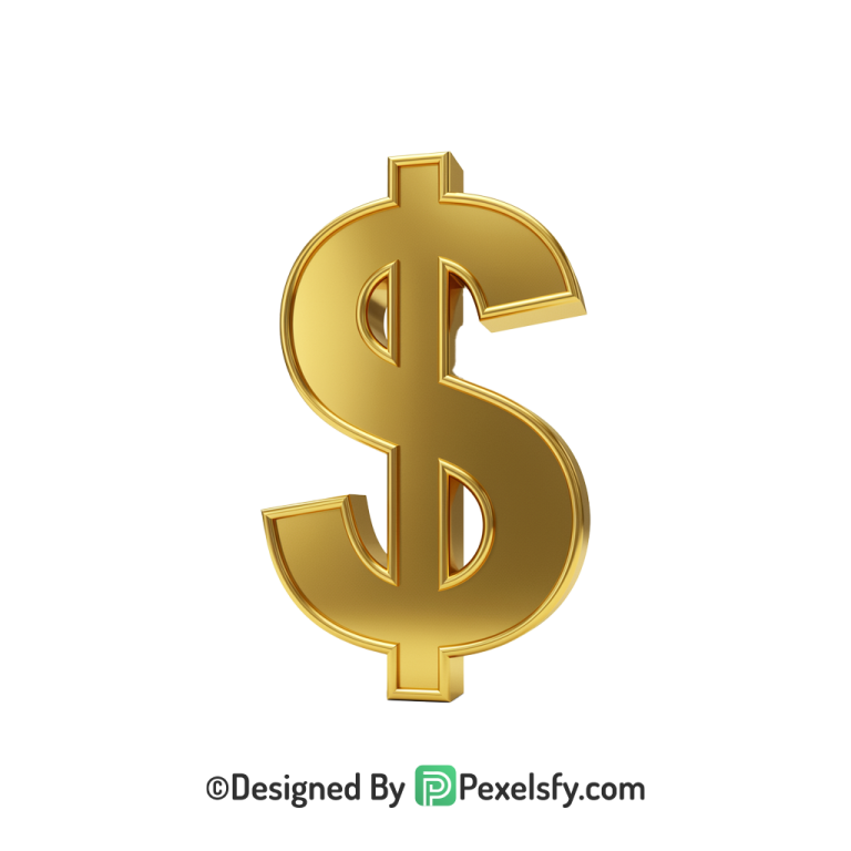 3D Golden Dollar Sign PNG HQ, gold