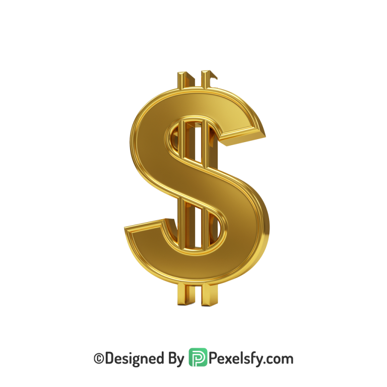 3D Golden Dollar Sign PNG Clear, gold