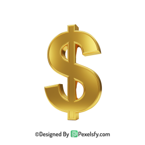 3D Golden Dollar Sign PNG style, gold