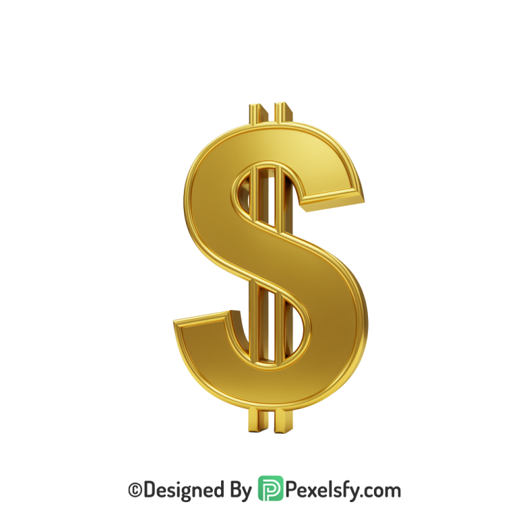 3D Golden Dollar Sign PNG New, gold