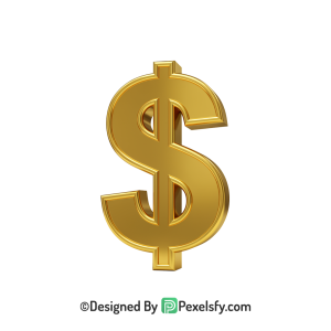 3D Golden Dollar Sign PNG Editable, gold