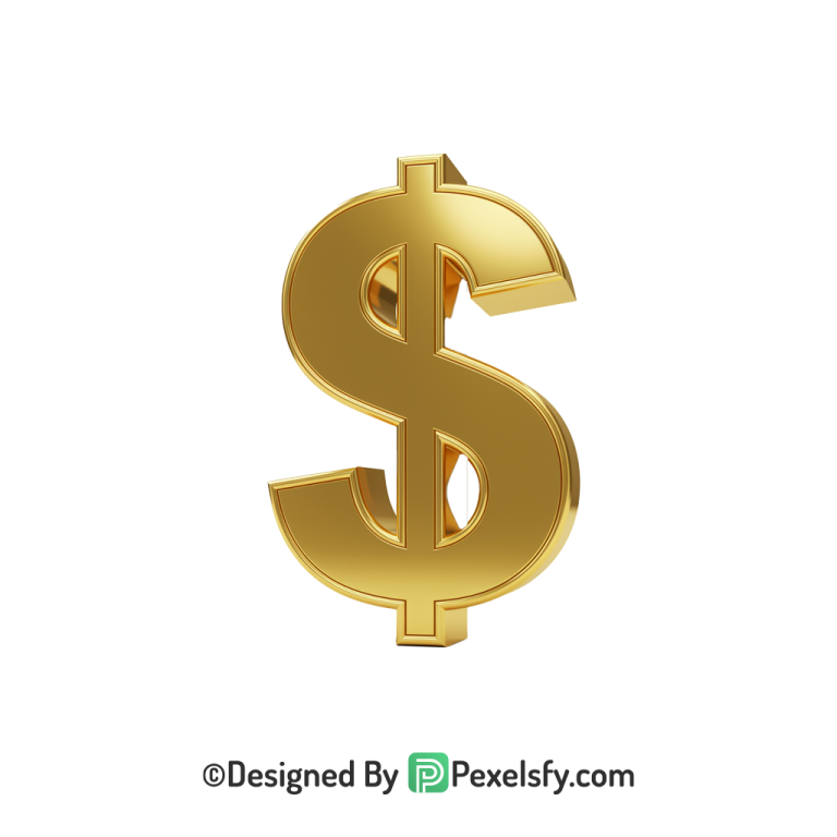 3D Golden Dollar Sign PNG Transparent File,