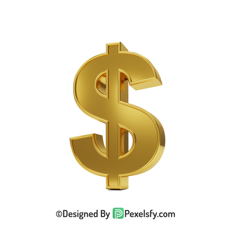 3D Golden Dollar Sign PNG Download, gold
