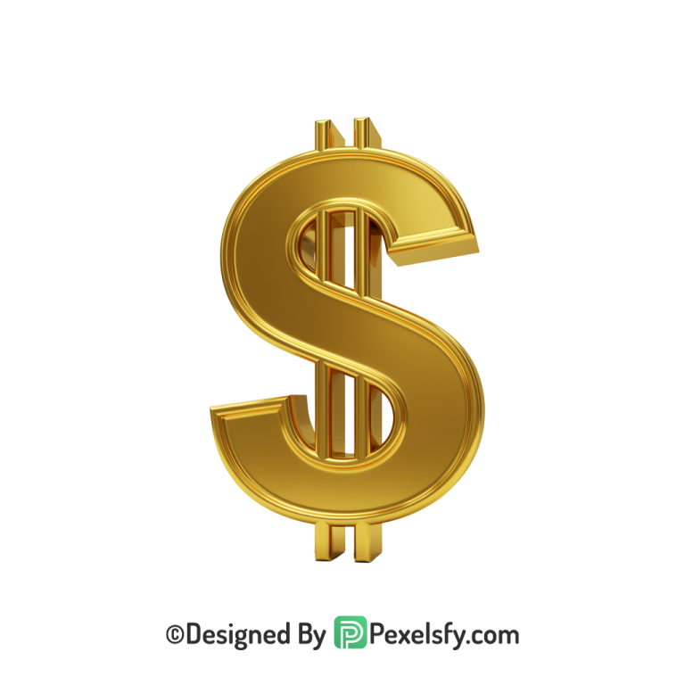 3D Golden Dollar Sign PNG HD, gold