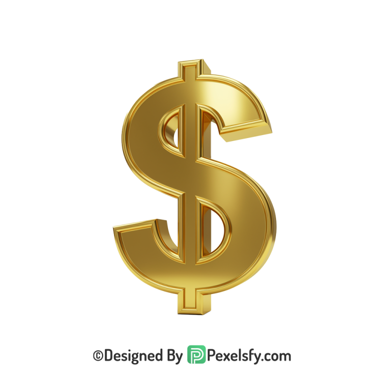 3D Golden Dollar Sign PNG Transparent, gold