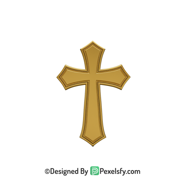 Stylized Cross PNG Transparent Design, 3d Golden