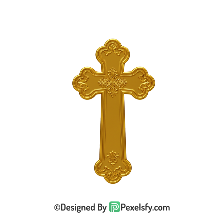 Worship Cross PNG Transparent Image, 3d Golden