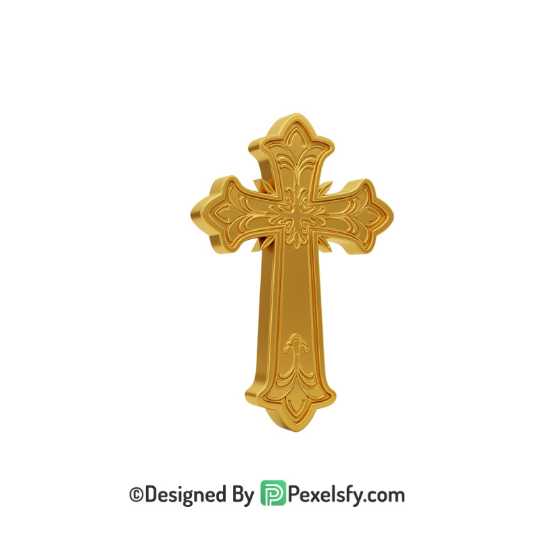 Cross Illustration PNG Transparent Format, 3d Golden