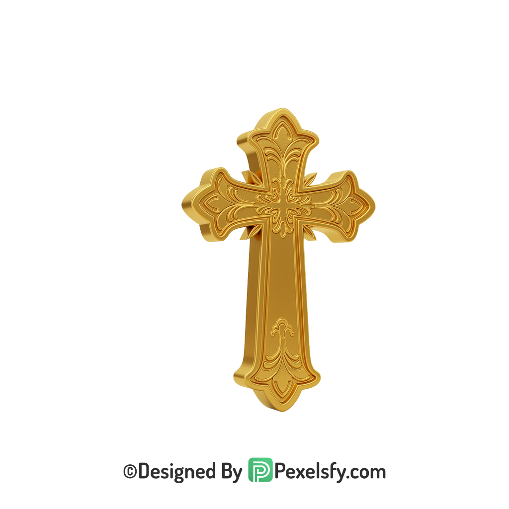 Cross Illustration PNG Transparent Format, 3d Golden