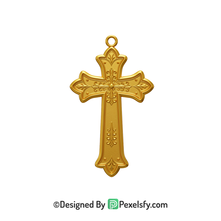 Beautiful Cross PNG Transparent Clipart, 3d Golden