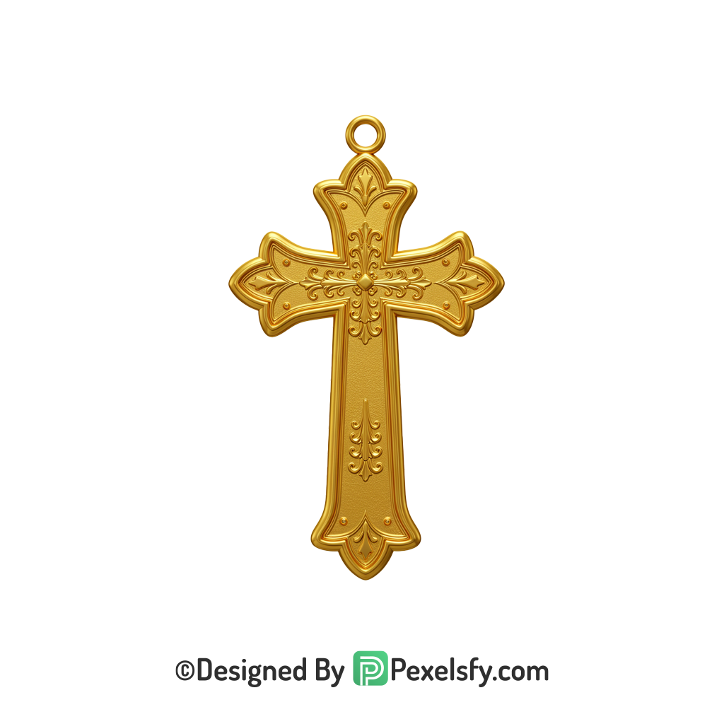 Beautiful Cross PNG Transparent Clipart, 3d Golden