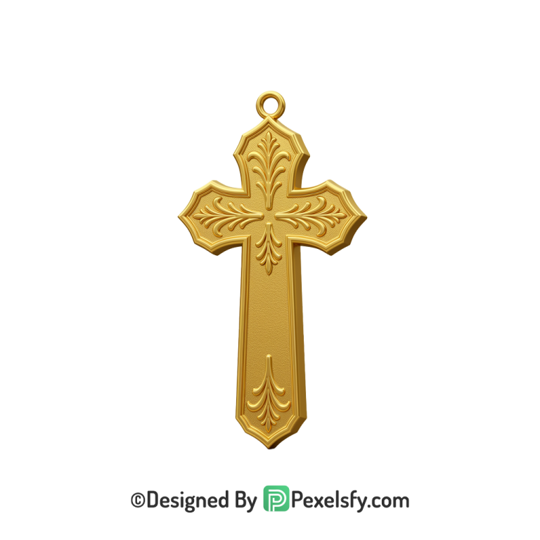 Gold Cross PNG Transparent Artwork, 3d Golden