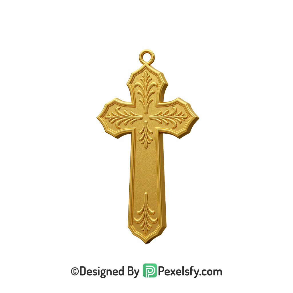 Gold Cross PNG Transparent Artwork, 3d Golden