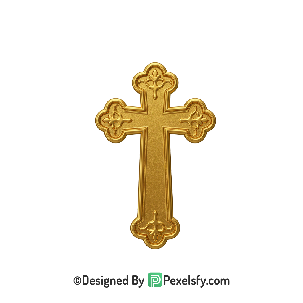 Christian Symbol PNG Transparent Graphic, 3d Golden