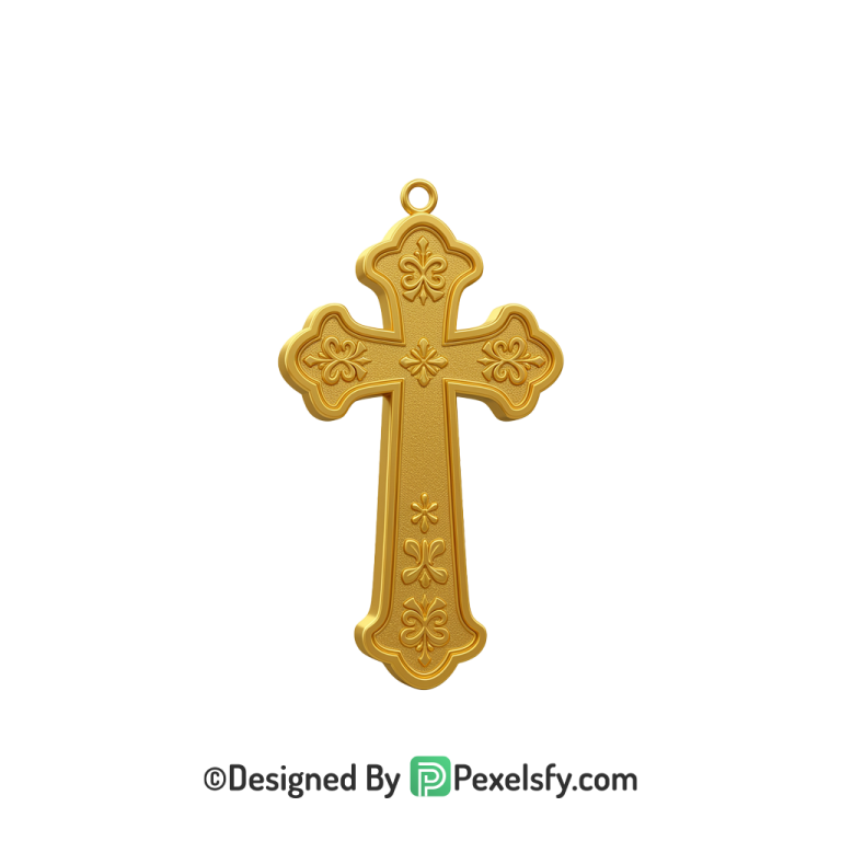 Printable Cross PNG Transparent Download, 3d Golden