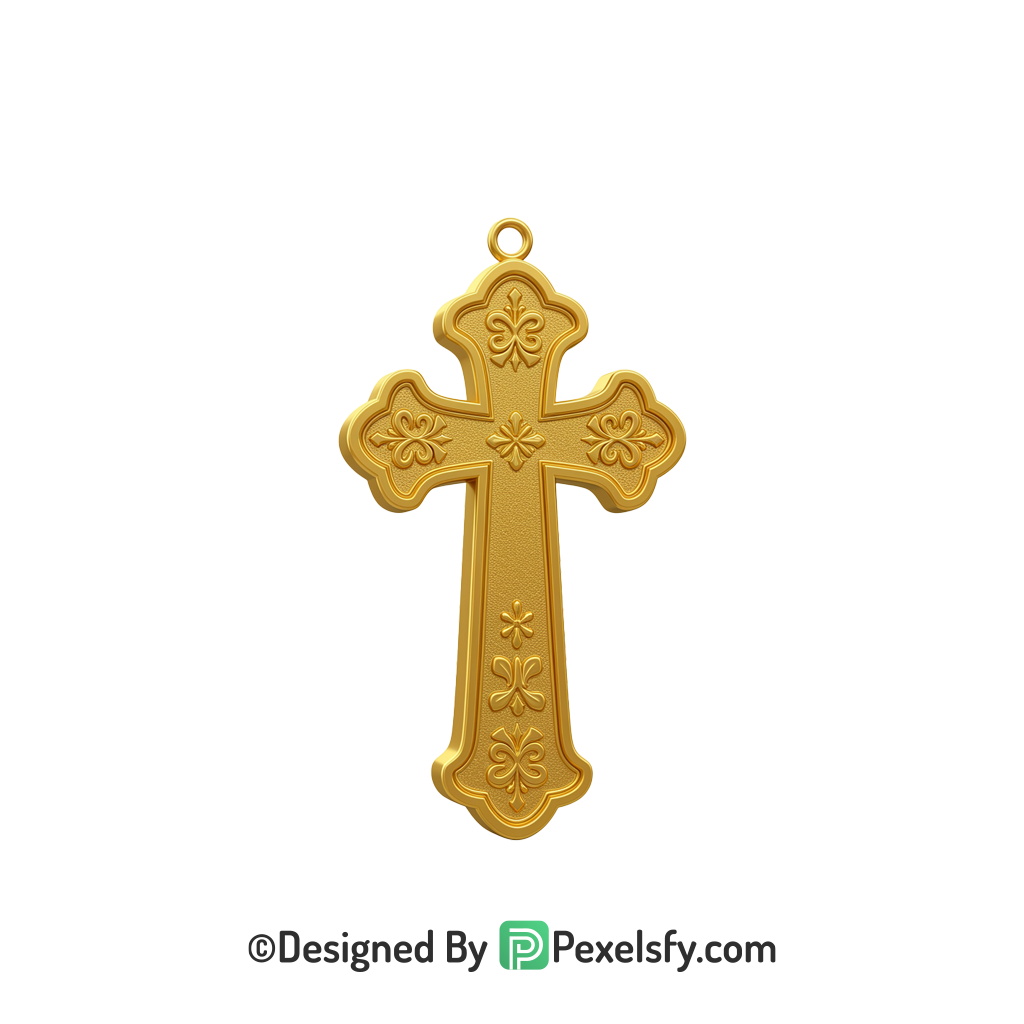 Printable Cross PNG Transparent Download, 3d Golden