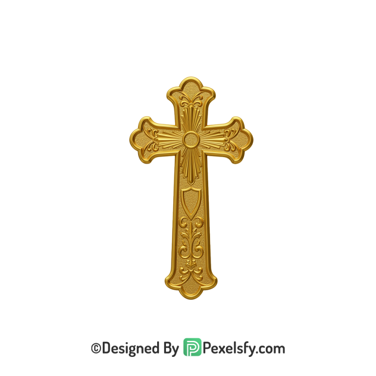 Holy Cross PNG Transparent Design, 3d Golden