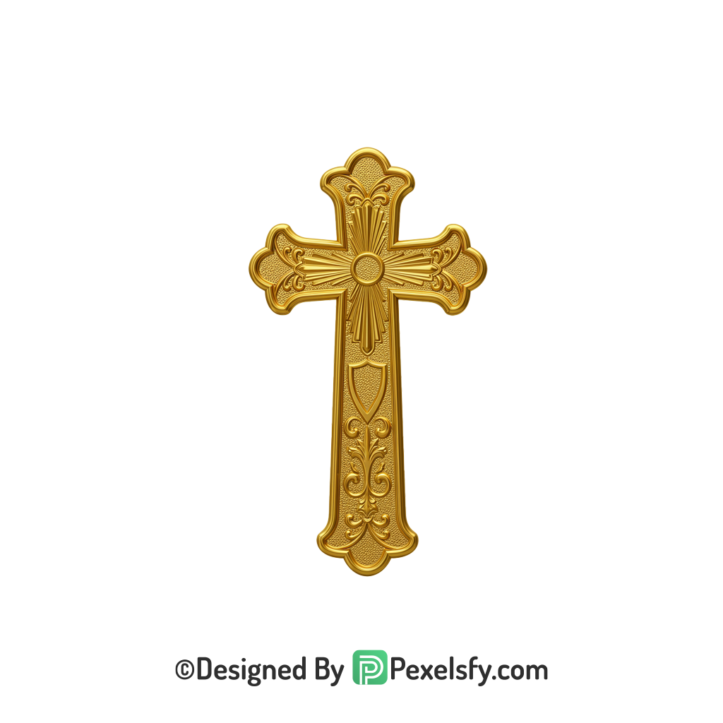 Holy Cross PNG Transparent Design, 3d Golden