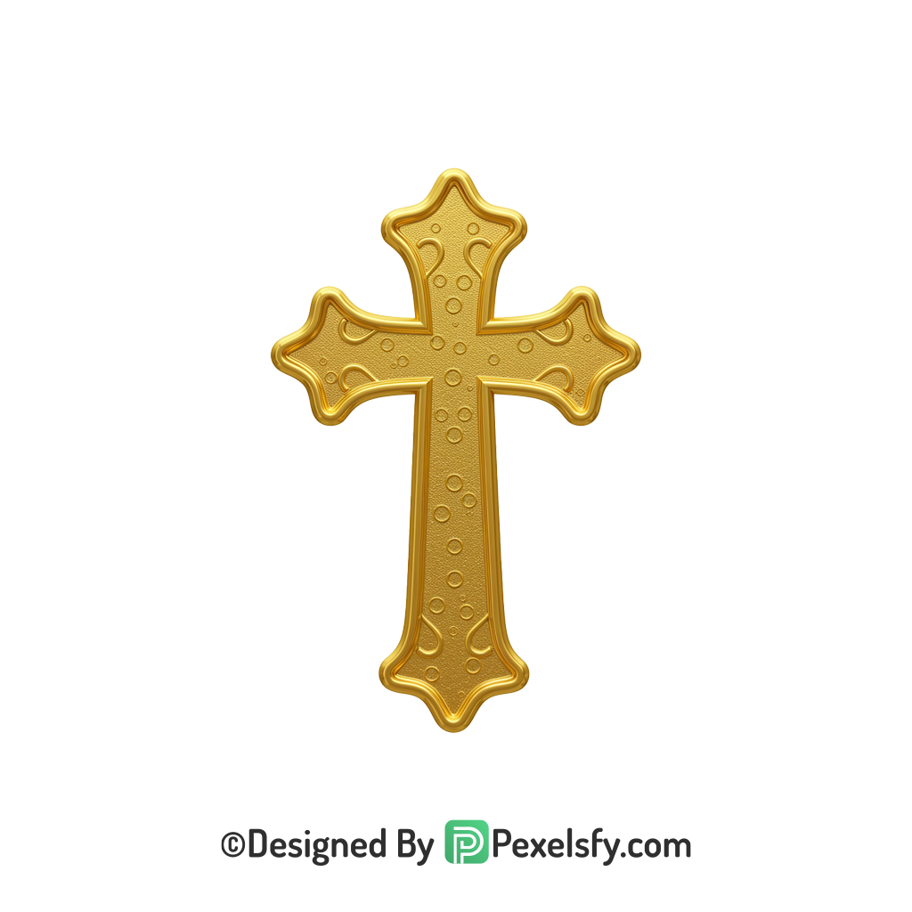 Transparent Christian Cross PNG Art, 3d Golden