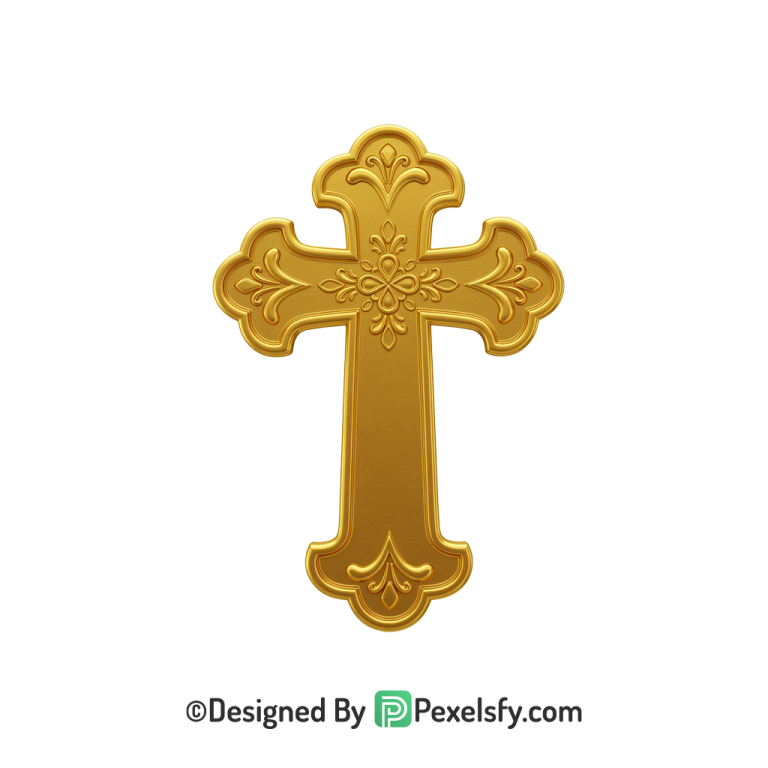 Decorative Cross PNG Transparent File, 3d Golden