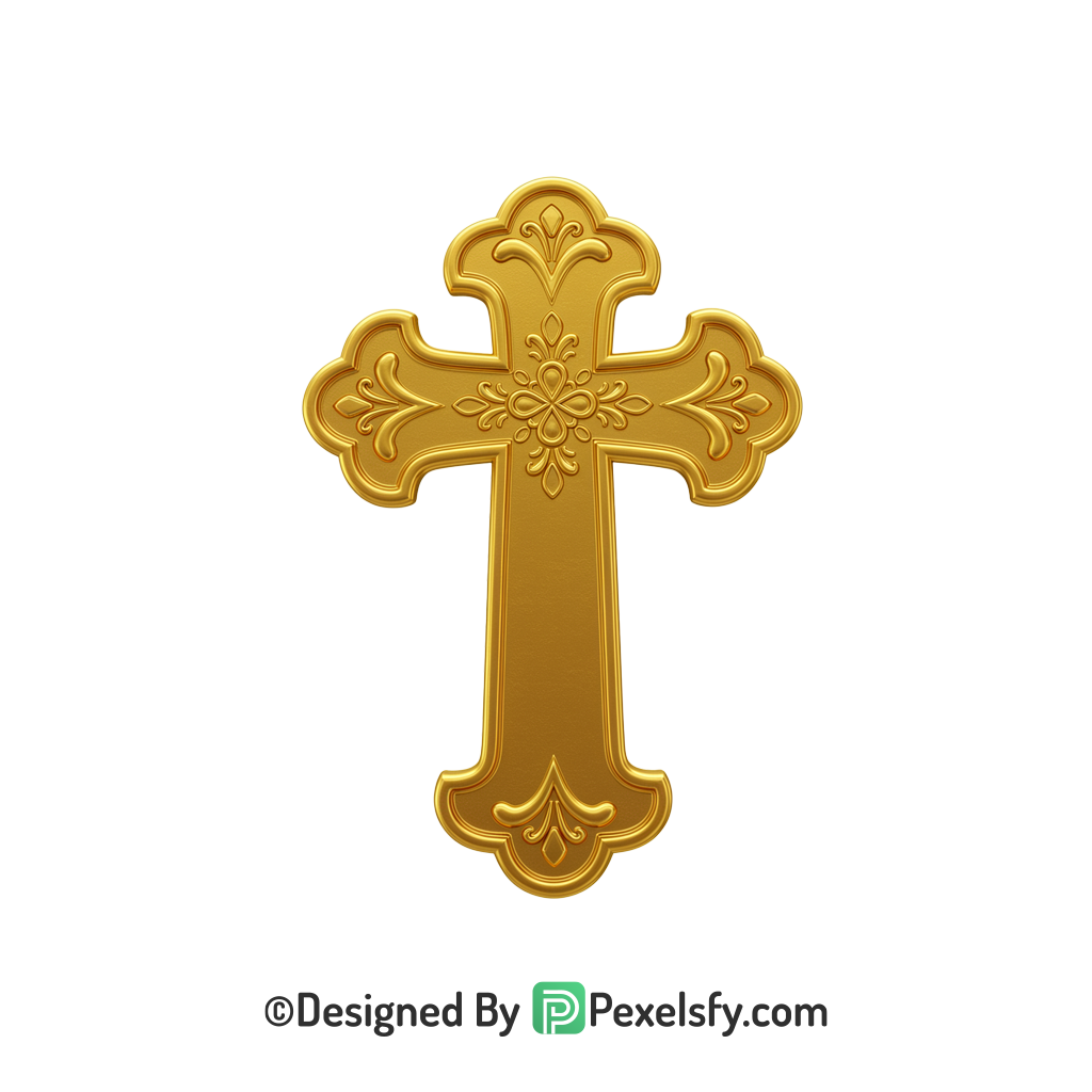 Decorative Cross PNG Transparent File, 3d Golden